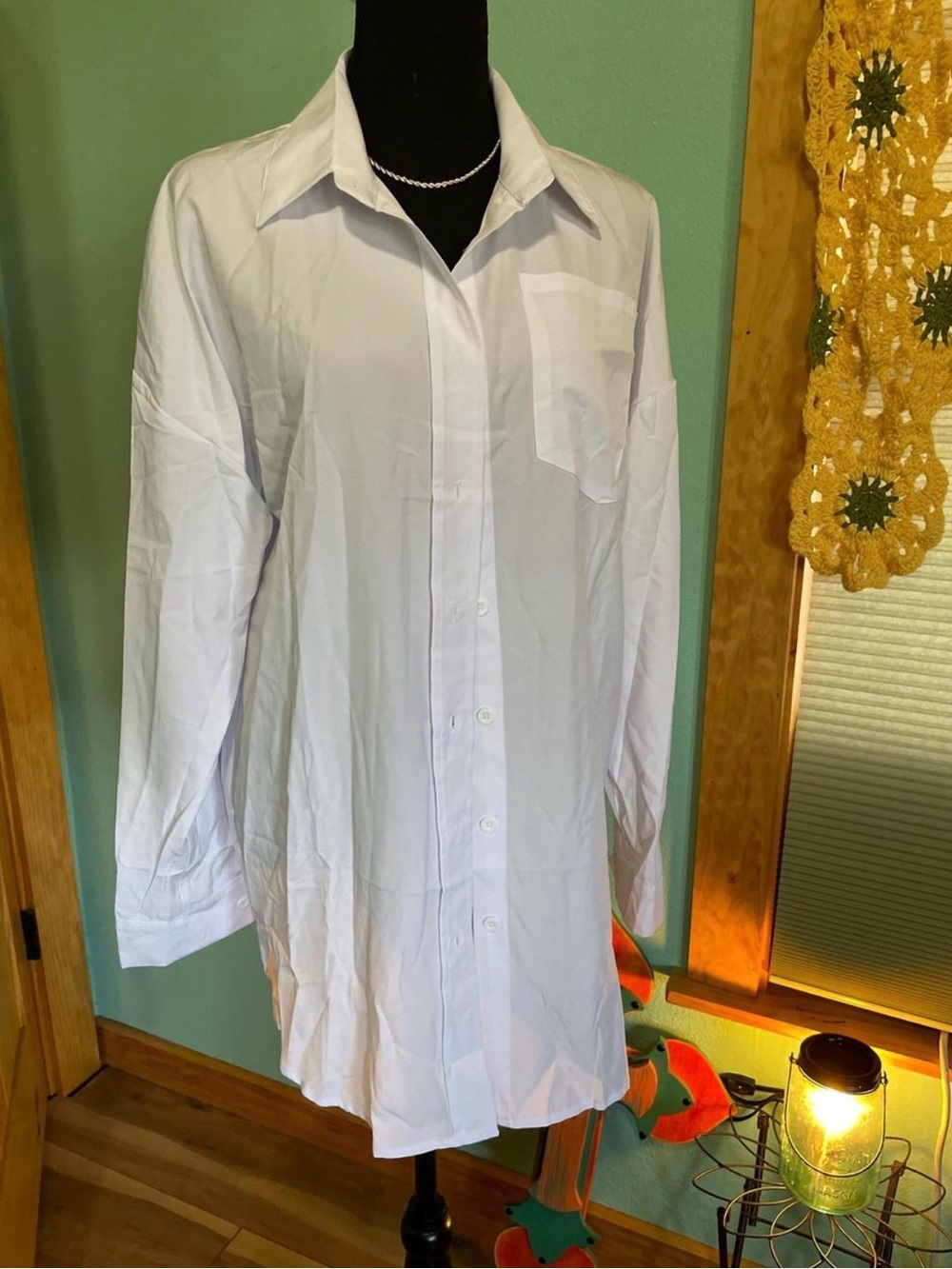 Women's White Button-Down Shirt with Chest Pocket